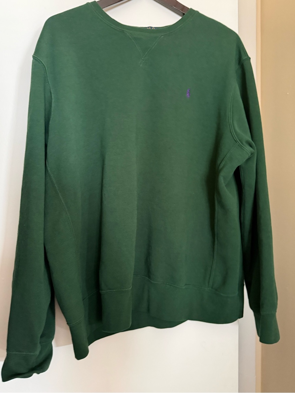 Polo Ralph Lauren XXL Dark Green Purple Pony Fleece Sweatshirt Crewneck